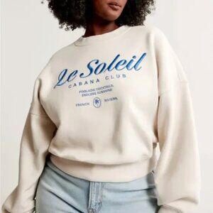NWT New Abercrombie and Fitch Le Soleil Oversized Crewneck Sweatshirt Sz Small